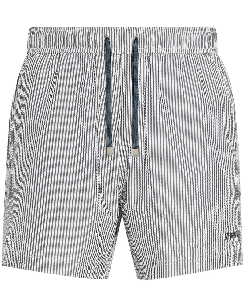 Ermenegildo Zegna Gestreifte Badeshorts - Weiß Weiß