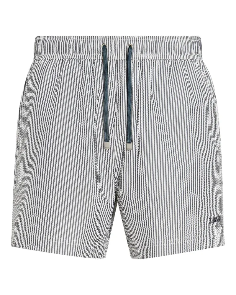 Ermenegildo Zegna Gestreifte Badeshorts - Weiß Weiß