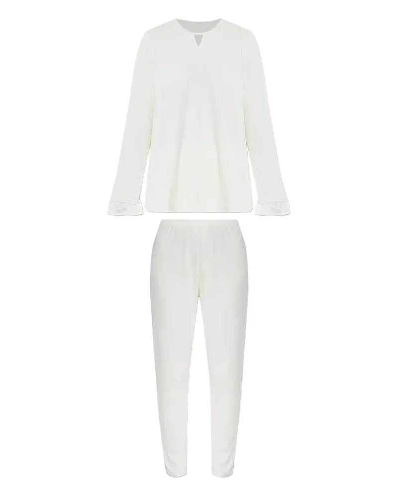 Hanro Pyjamas mit Schlüssellochausschnitt (2er-Set) - Weiß Weiß