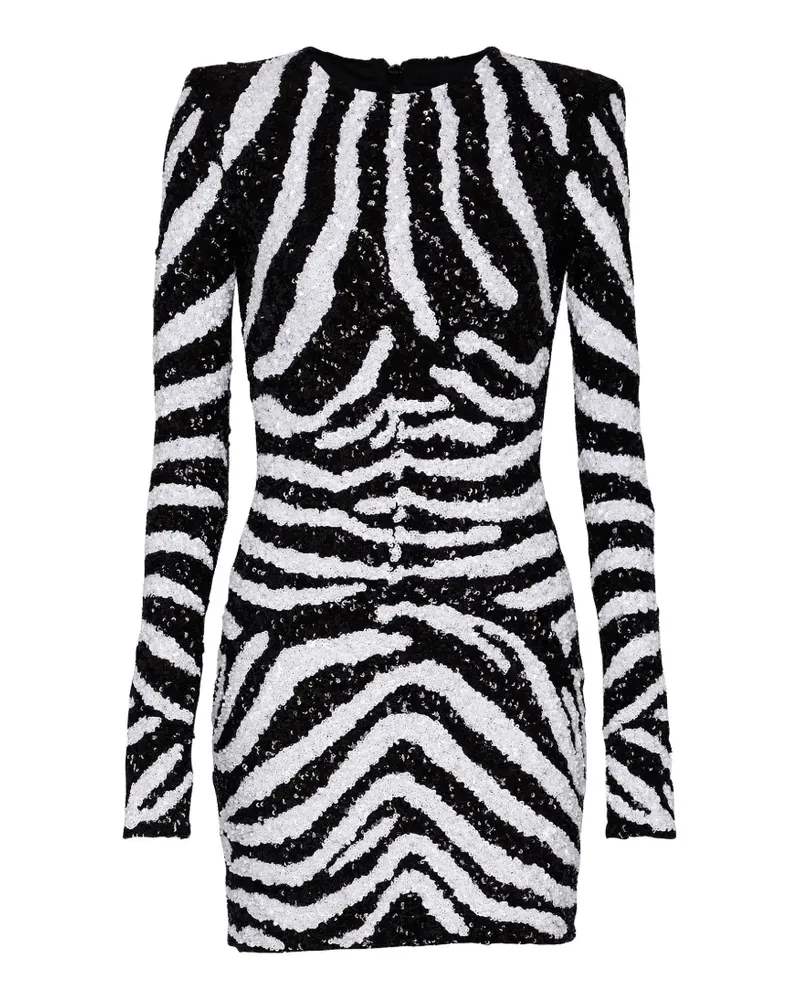 Balmain Paillettenverziertes Kleid mit Zebramuster - Schwarz Schwarz