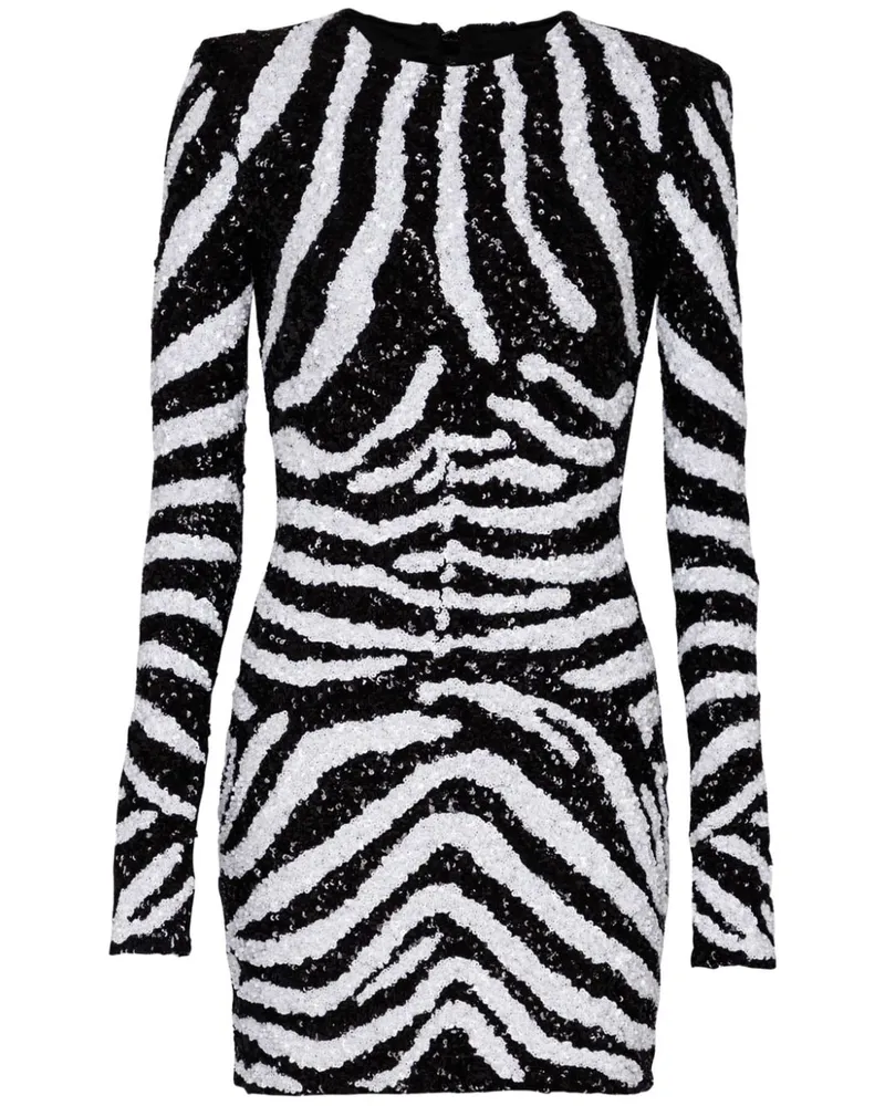 Balmain Paillettenverziertes Kleid mit Zebramuster - Schwarz Schwarz