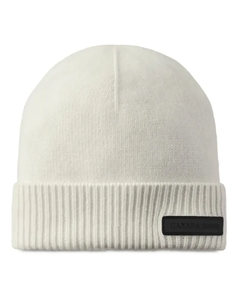 Canada Goose Beanie mit Logo-Patch - Weiß Weiß