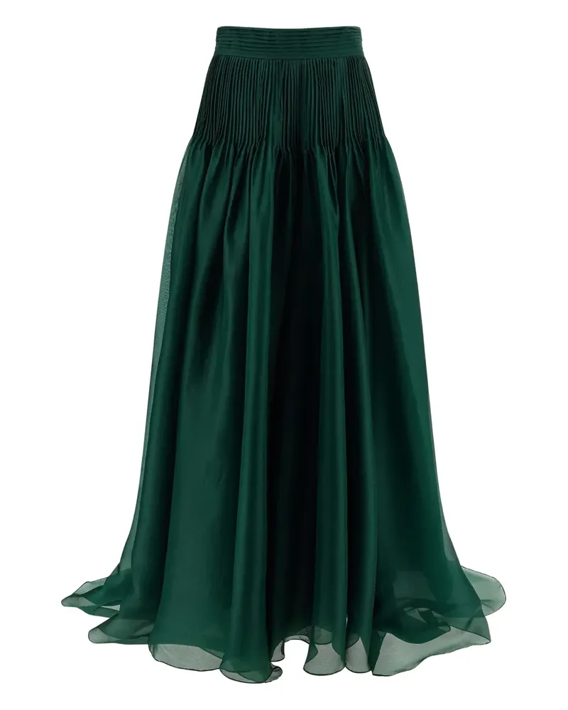 Carolina Herrera New York Organza-Rock mit Biesen - Grün Grün