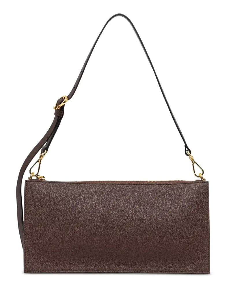 Pollini pebble-textured logo-patch shoulder bag - Braun Braun
