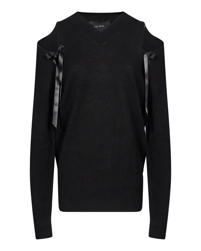 Simone Rocha Schulterfreier Pullover mit Schleife - Schwarz Schwarz