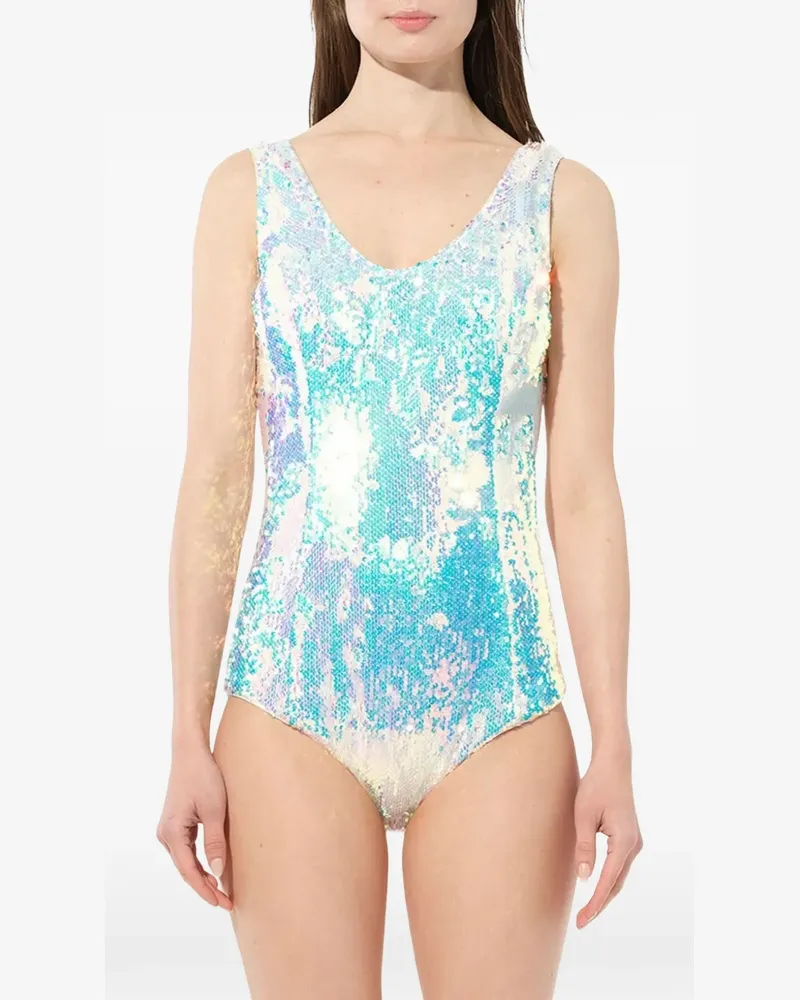 Balmain Bretelles sequin-embellished bodysuit - Weiß Weiß