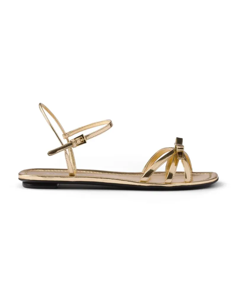 Prada flat metallic leather sandals - Gold Gold