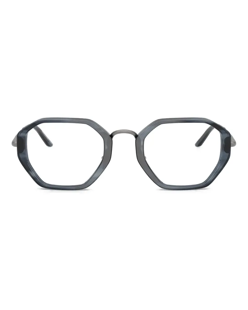 Giorgio Armani Geometrische Brille mit Streifen - Blau Blau