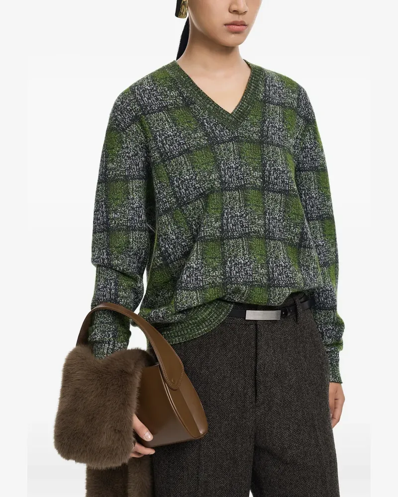 JNBY Pullover mit Karomuster und V-Ausschnitt - Grün Grün