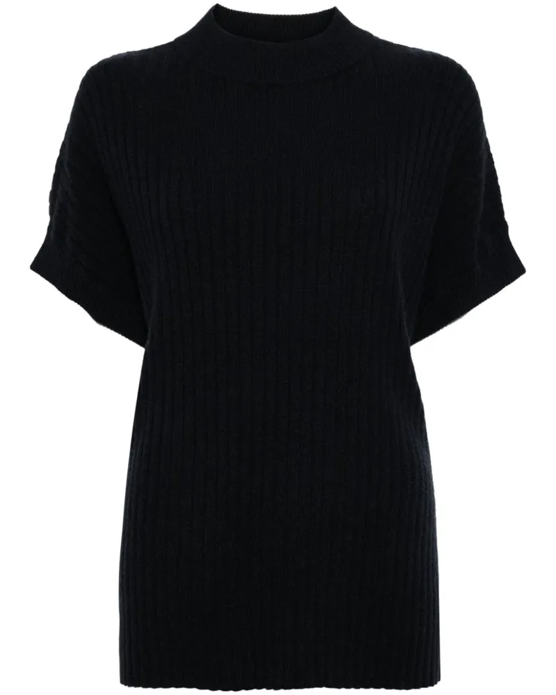 N.Peal Rippstrick-Poncho aus Bio-Kaschmir - Blau Blau