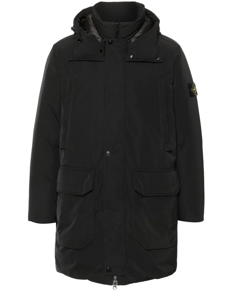Stone Island Micro Twill Kapuzenmantel - Schwarz Schwarz