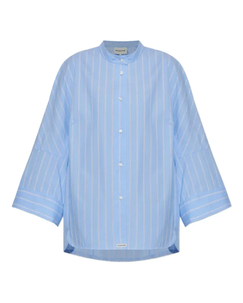 MUNTHE Neela vertical-stripe band-collar shirt - Blau Blau
