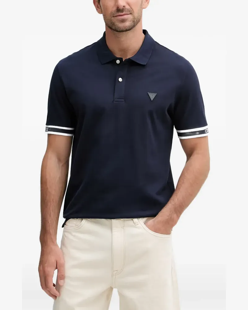 Guess Gestreiftes Poloshirt mit Logo-Patch - Blau Blau