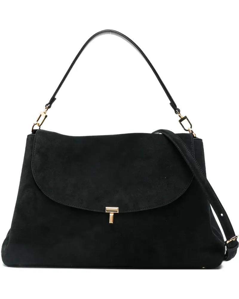 Totême T-Lock suede sholder bag - Schwarz Schwarz