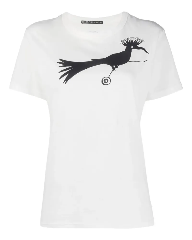 10 Corso Como T-Shirt mit Vogel-Print - Weiß Weiß