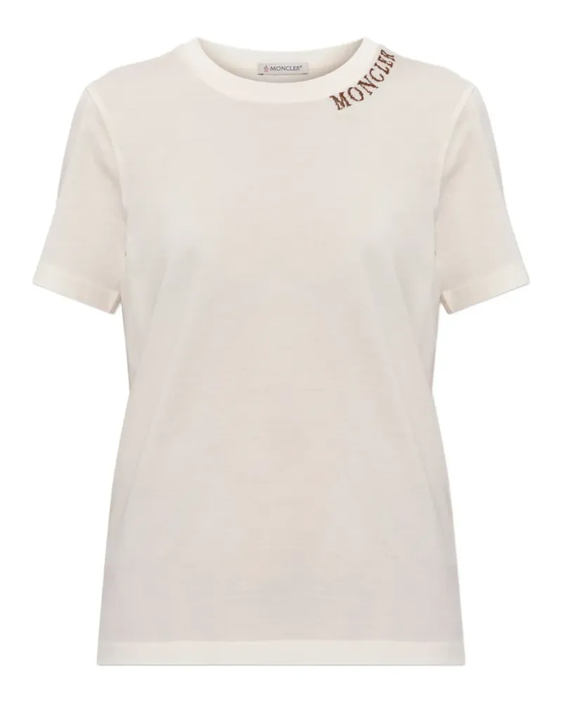 Moncler logo-embroidered T-shirt - Nude Nude