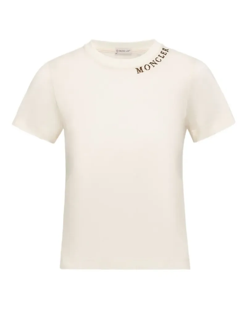 Moncler T-Shirt mit Logo-Stickerei - Nude Nude