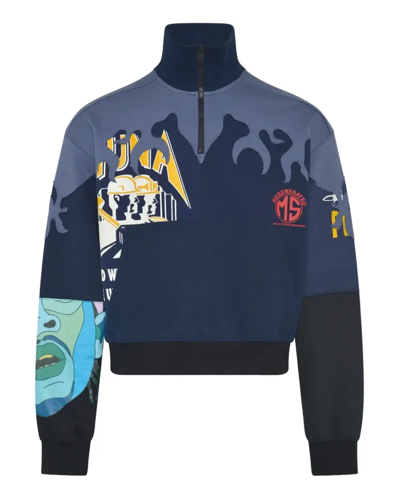 Marine Serre patchwork jersey sweater - Blau Blau