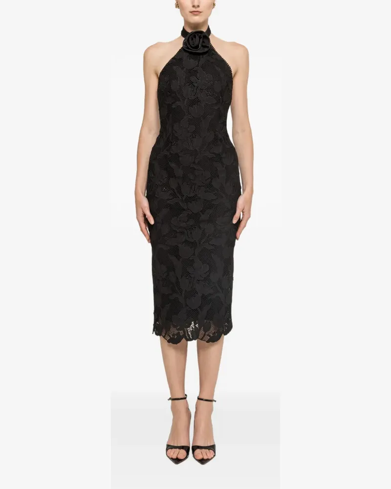 NISSA Midikleid mit Blumenapplikation - Schwarz Schwarz