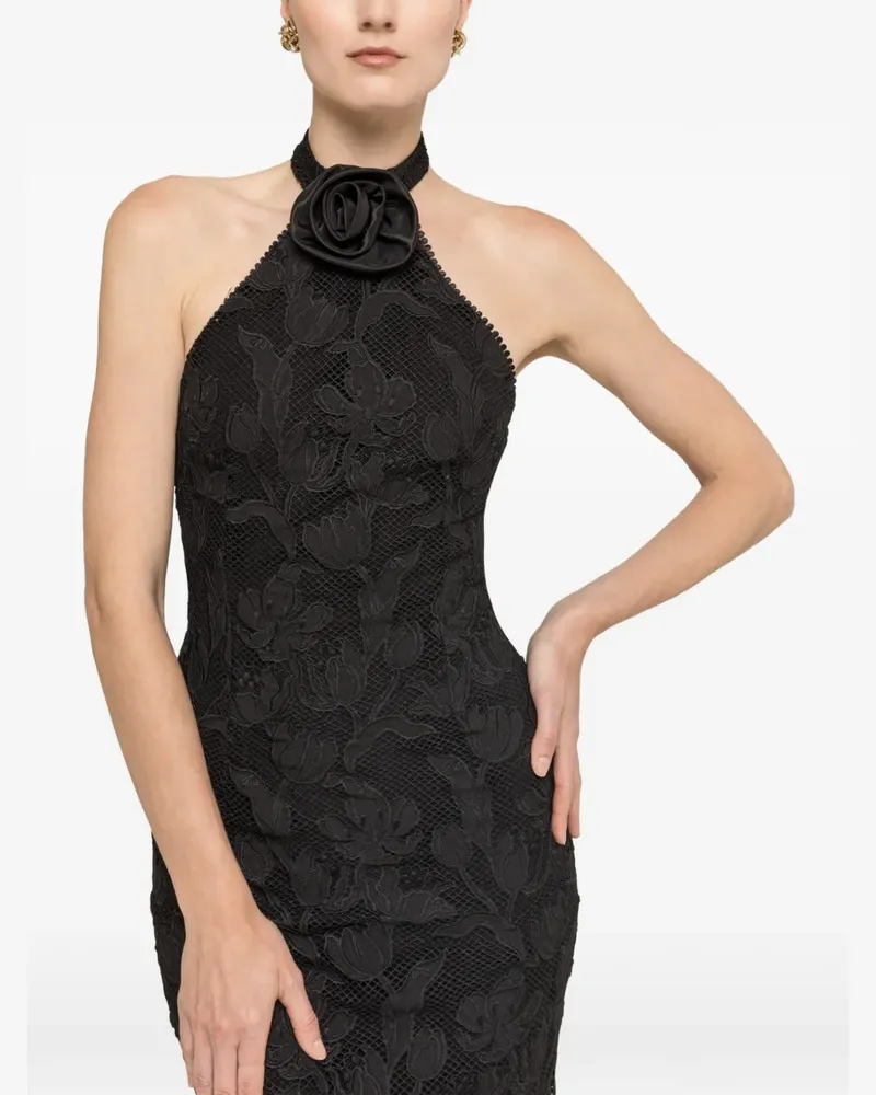 NISSA Midikleid mit Blumenapplikation - Schwarz Schwarz