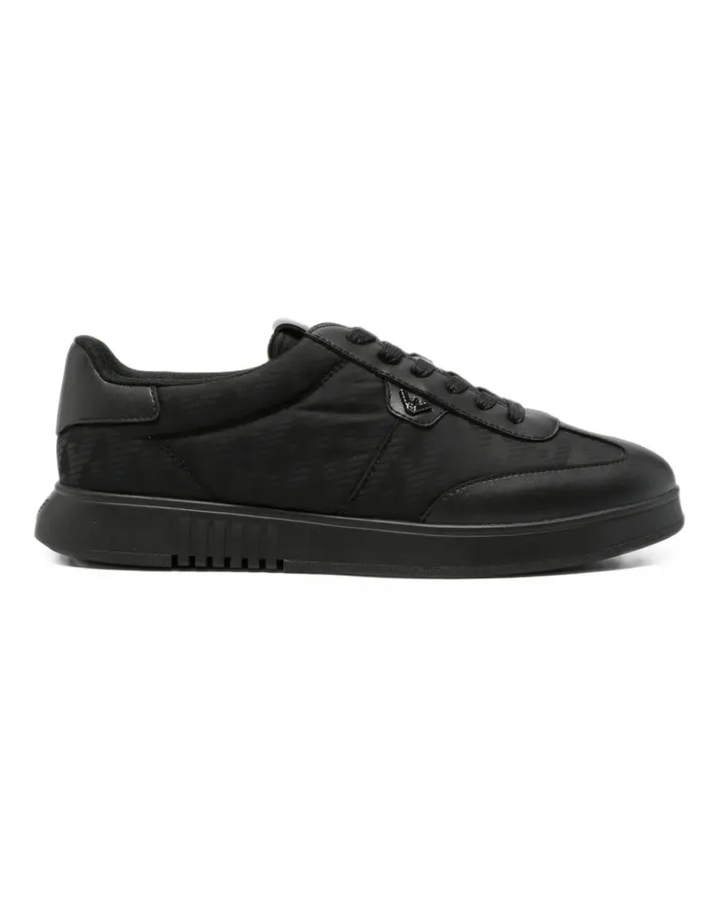 Emporio Armani logo-print panelled sneakers - Schwarz Schwarz