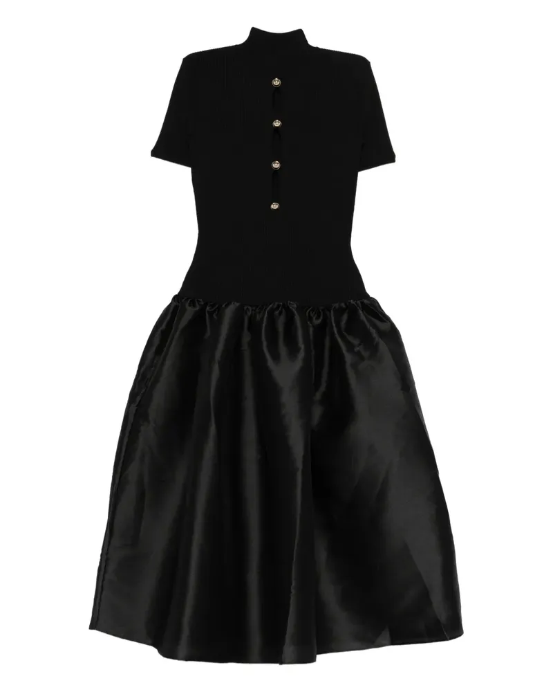 Self-Portrait Midikleid mit Knopfdetail - Schwarz Schwarz