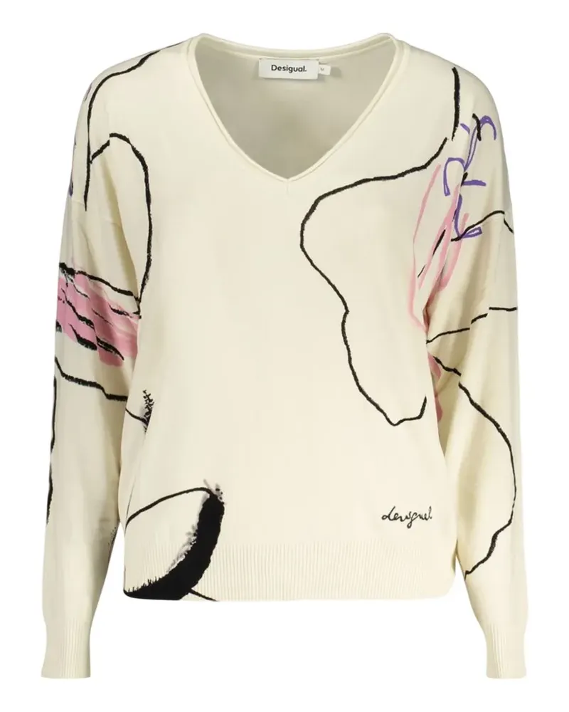 Desigual Pullover mit V-Ausschnitt - Nude Nude