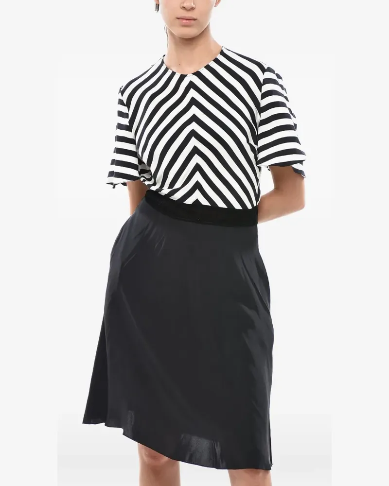 Stella McCartney striped short-sleeve midi dress - Schwarz Schwarz