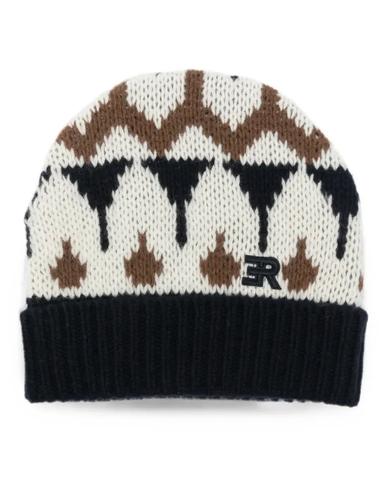 Ermanno Scervino Fair Isle Beanie mit Logo - Nude Nude