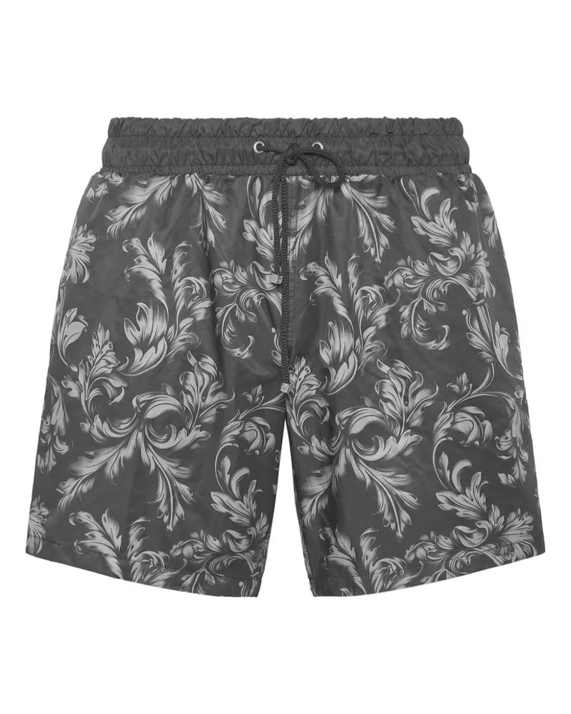 Billionaire Badeshorts mit Barock-Print - Schwarz Schwarz