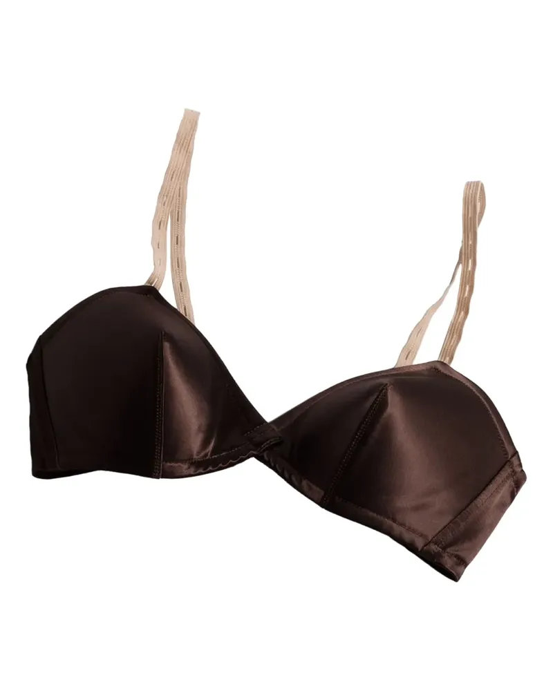 Miu Miu BH aus Satin mit Logo-Patch - Braun Braun
