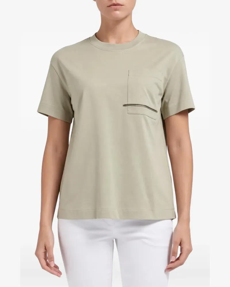 Brunello Cucinelli T-Shirt mit Reißverschlusstasche - Grün Grün