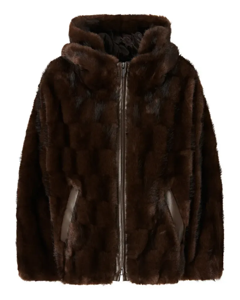 Pinko faux-fur hooded coat - Braun Braun