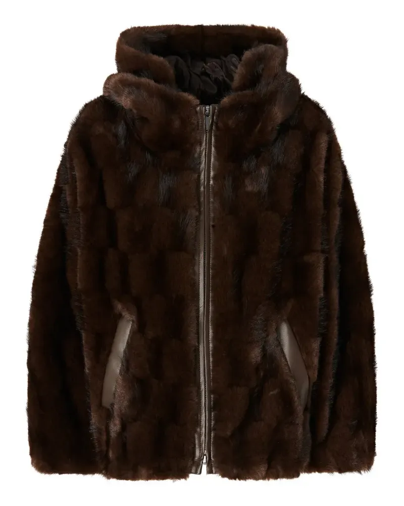 Pinko Kapuzenmantel mit Faux Fur - Braun Braun