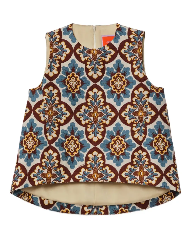 La DoubleJ Palazzo chocolate in rustic cotton La Scala top - Nude Nude