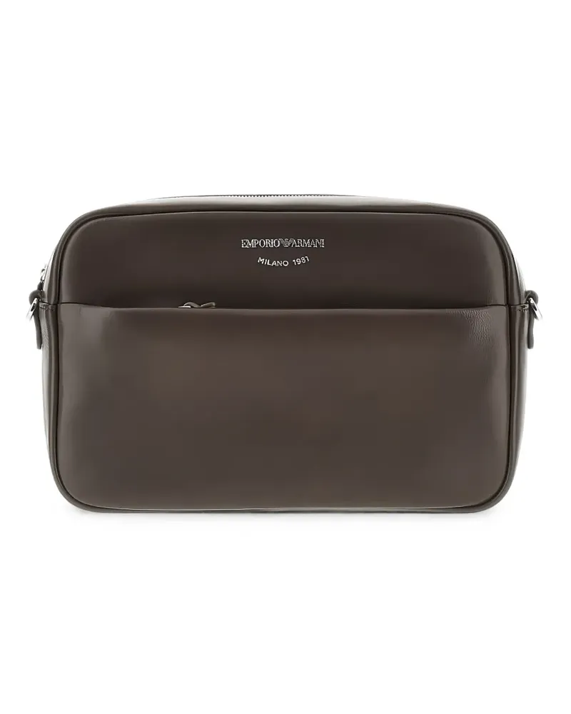 Emporio Armani logo-print leather camera bag - Braun Braun