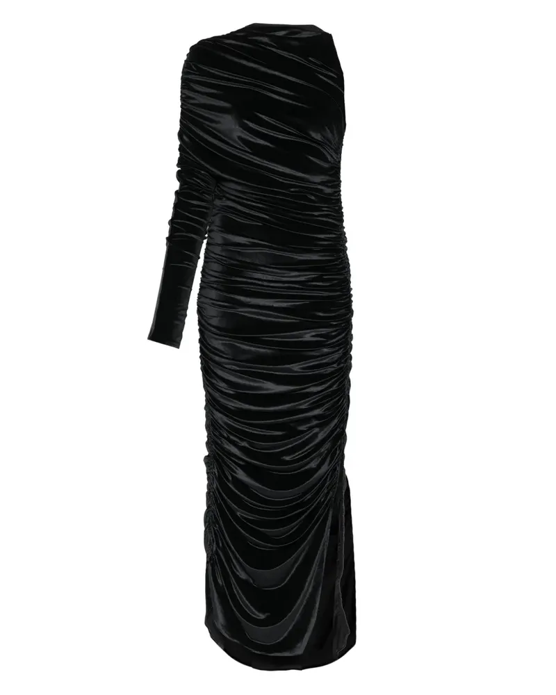 Thierry Mugler Drapiertes One-Shoulder-Midikleid - Schwarz Schwarz