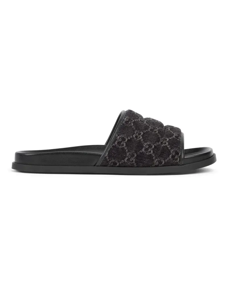 Gucci logo-pattern quilted sandals - Schwarz Schwarz
