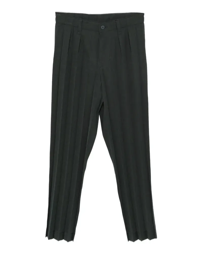 Issey Miyake Straight-Leg-Hose mit Falten - Grün Grün