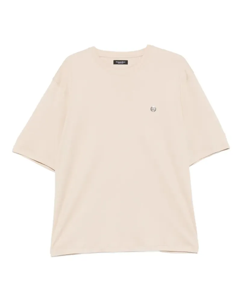 Stefano Ricci logo-plaque T-shirt - Nude Nude