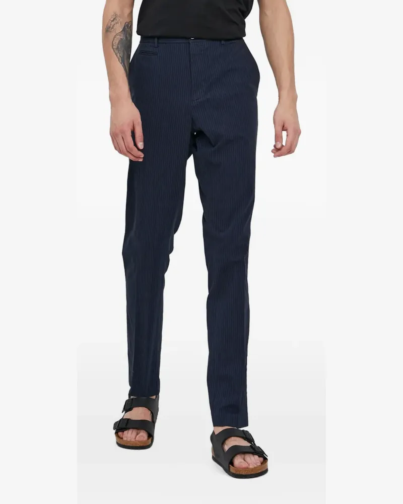 Sisley pinstripe-pattern chinos - Blau Blau
