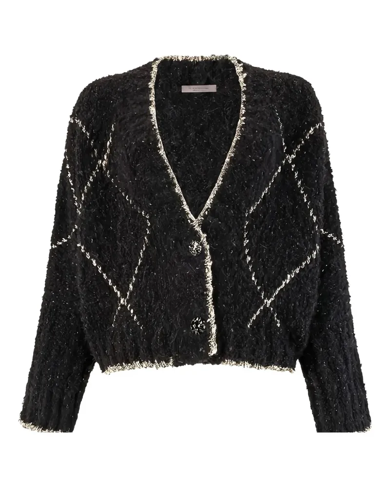 D.EXTERIOR Cardigan mit Argyle-Muster - Schwarz Schwarz