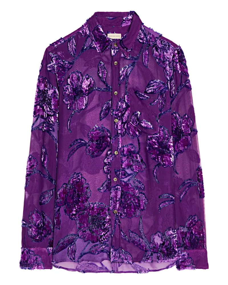 Dries van Noten Semi-transparentes Hemd mit Blumendetail - Violett Violett