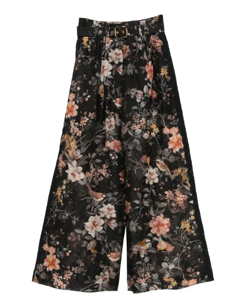 Zimmermann Carousel floral-print palazzo pants - Schwarz Schwarz