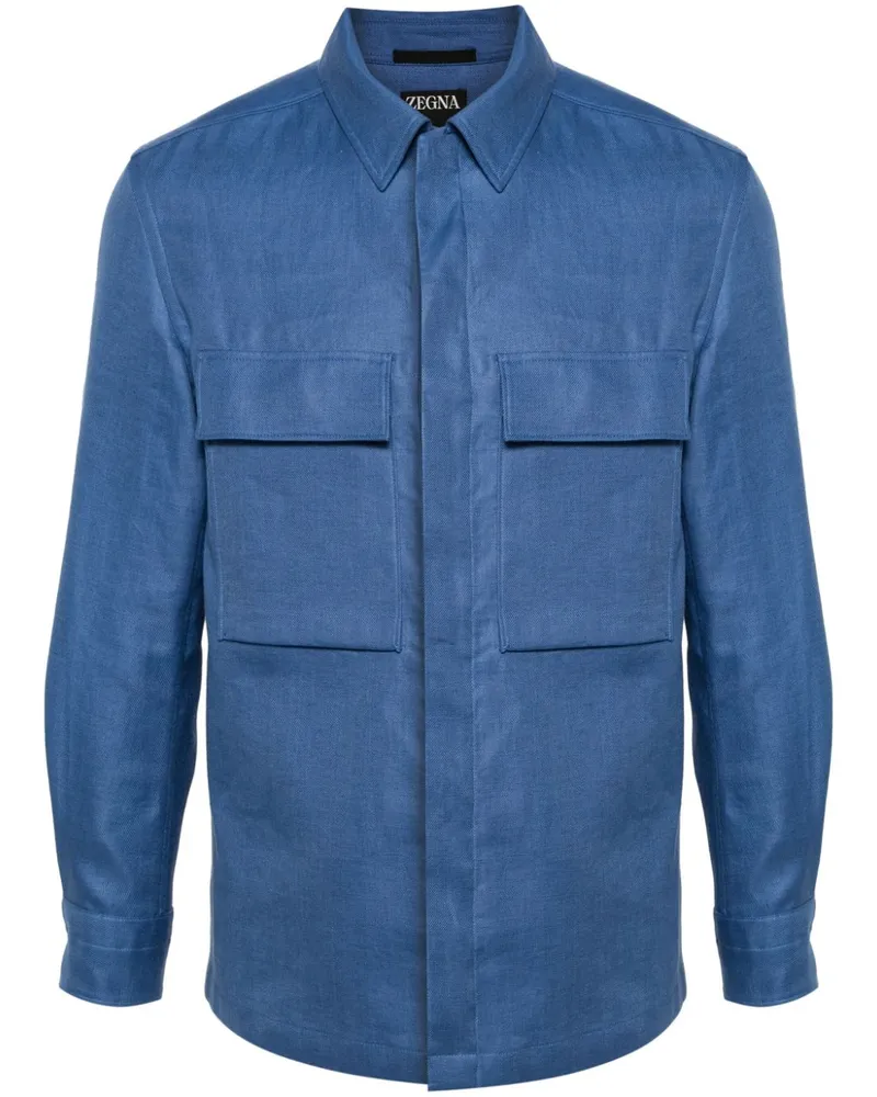 Ermenegildo Zegna Leinenhemd aus Interlock-Twill - Blau Blau