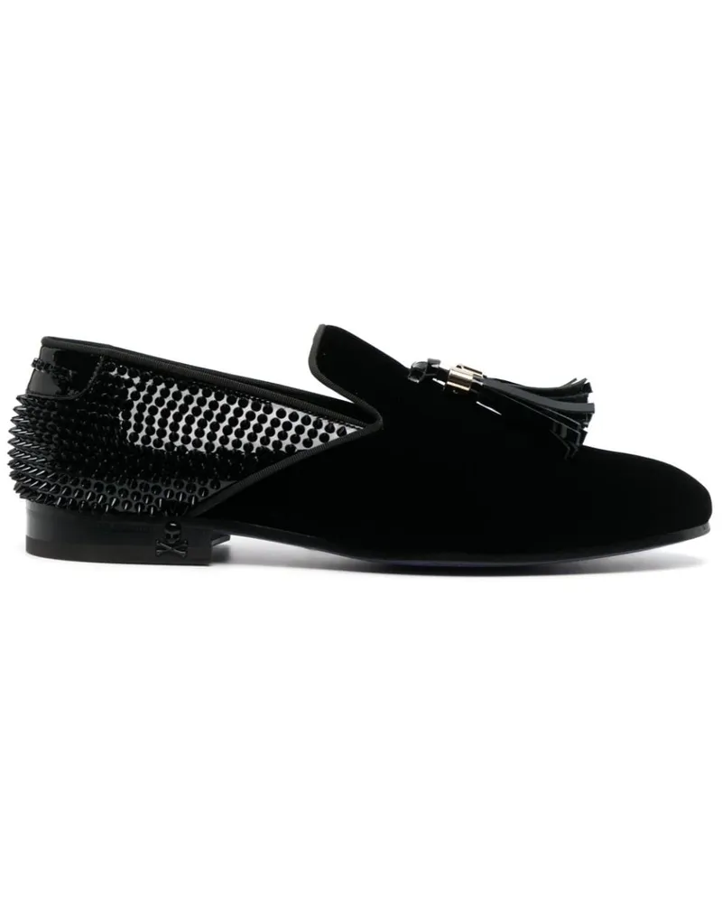 Philipp Plein Loafer aus Samt mit Nieten - Schwarz Schwarz