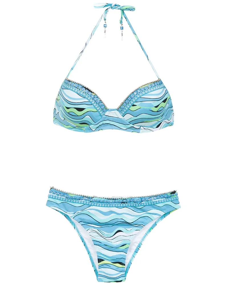 Amir Slama Bestickter Bikini - Blau Blau