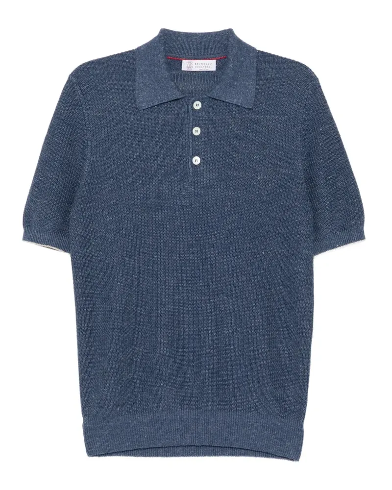 Brunello Cucinelli knitted short sleeve polo shirt - Blau Blau