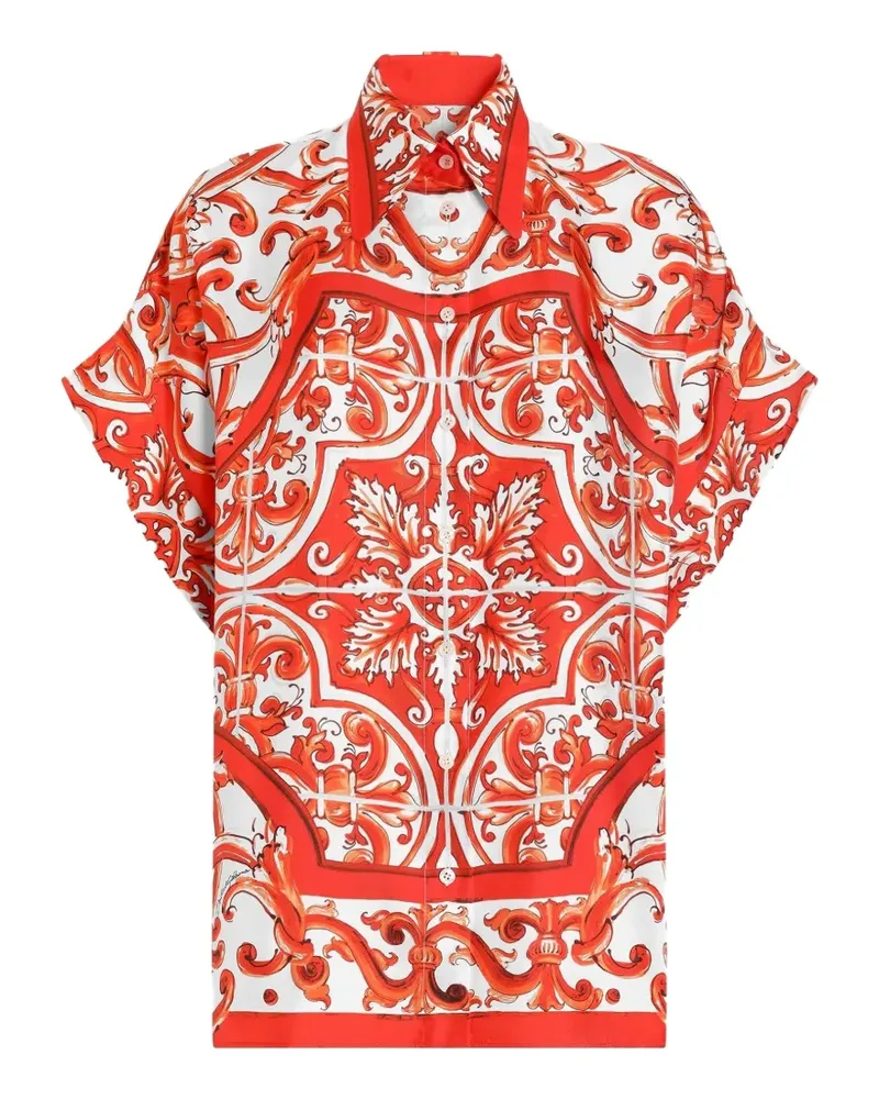 Dolce & Gabbana Seidenhemd mit Majolica-Print - Rot Rot