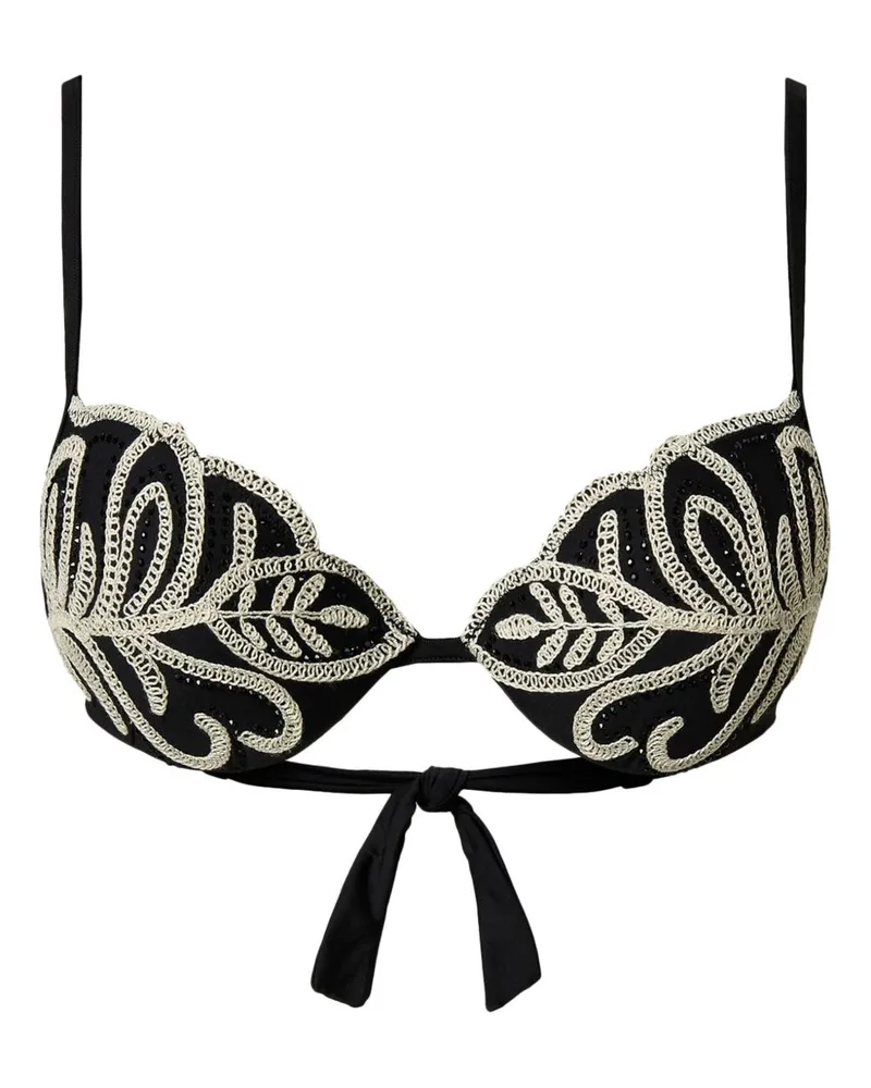 Twin-Set Besticktes Bikinioberteil - Schwarz Schwarz